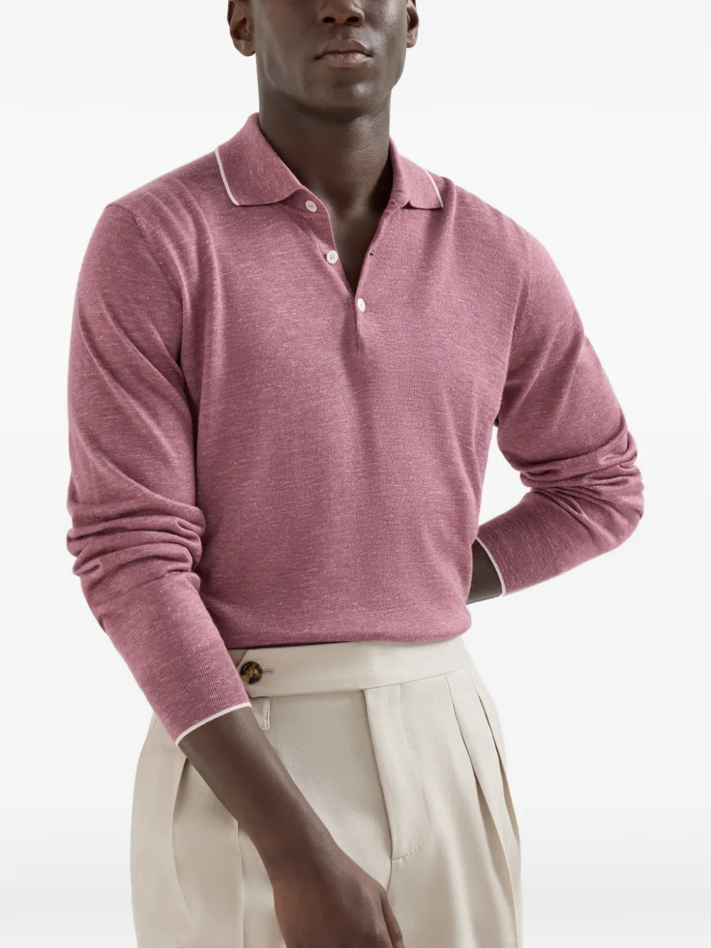 Brunello Cucinelli Poloshirt met lange mouwen Rood