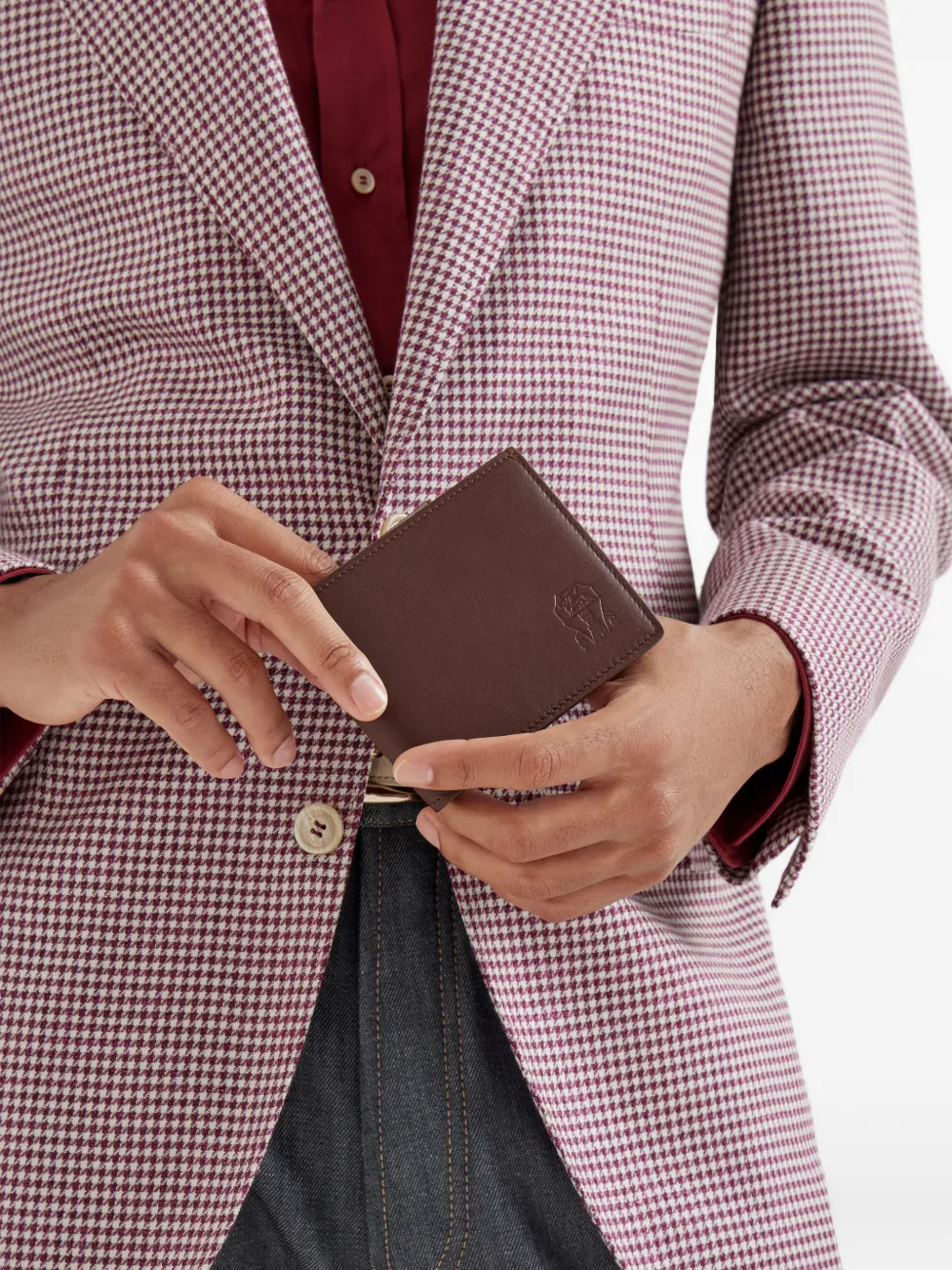 Brunello Cucinelli Portemonnee met logo-reliëf Bruin