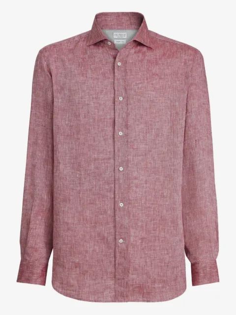 Brunello Cucinelli spread-collar linen shirt
