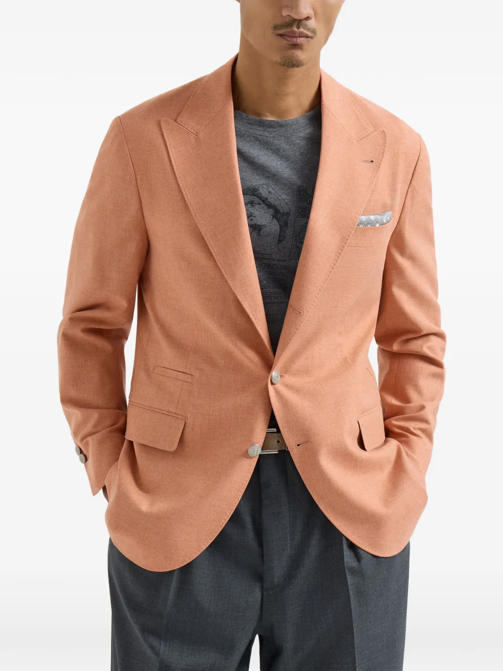 Brunello Cucinelli Blazer met puntige revers Oranje