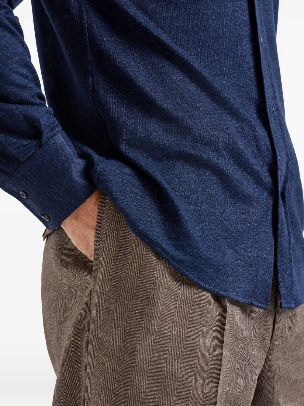 Brunello Cucinelli Overhemd met brede kraag Blauw