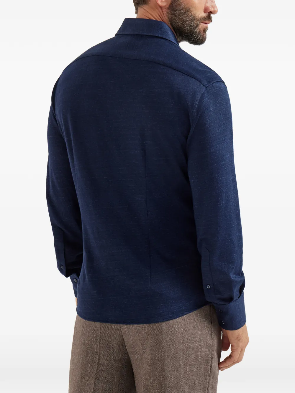 Brunello Cucinelli Overhemd met brede kraag Blauw