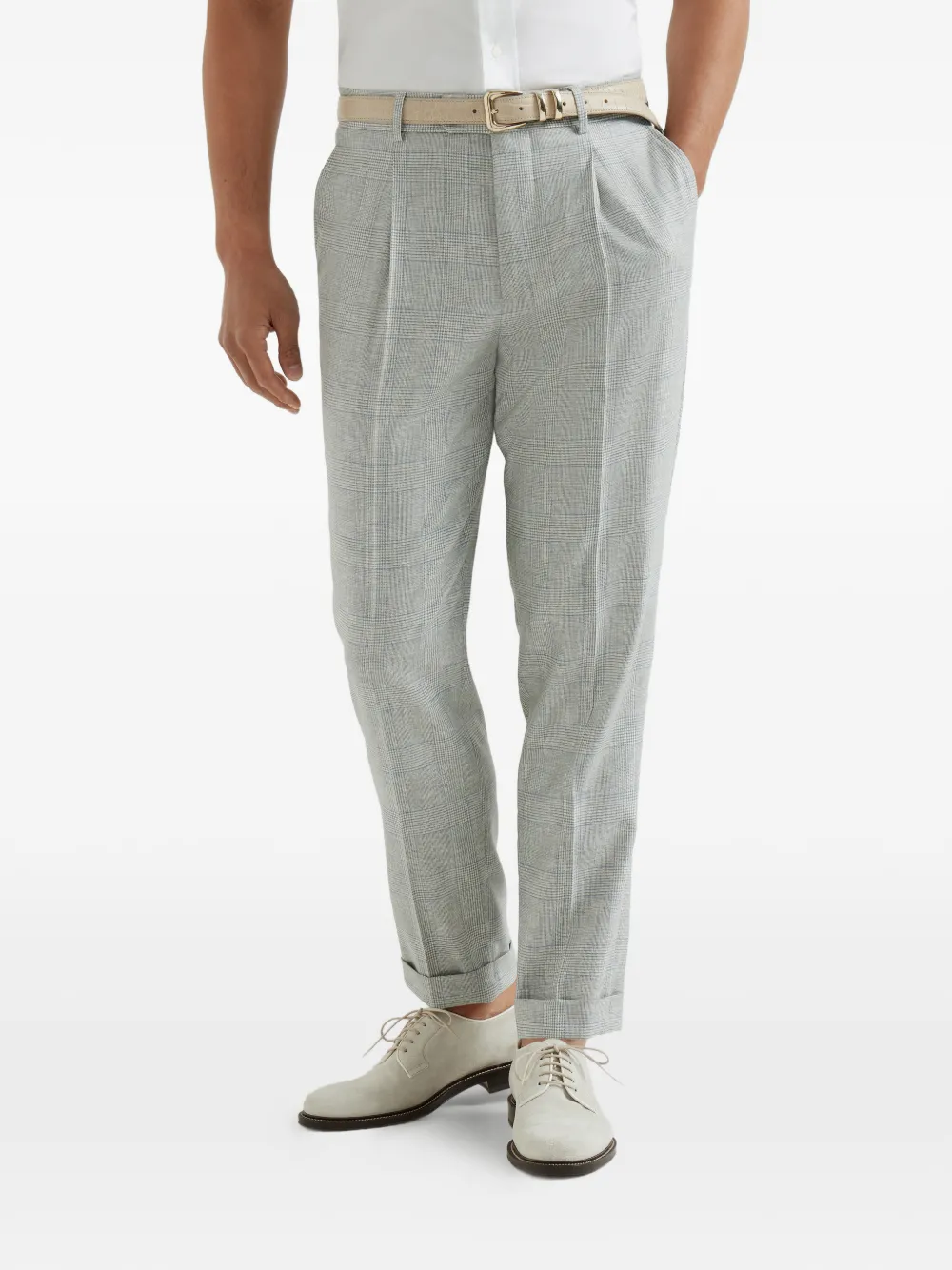 Brunello Cucinelli Geruite broek Grijs
