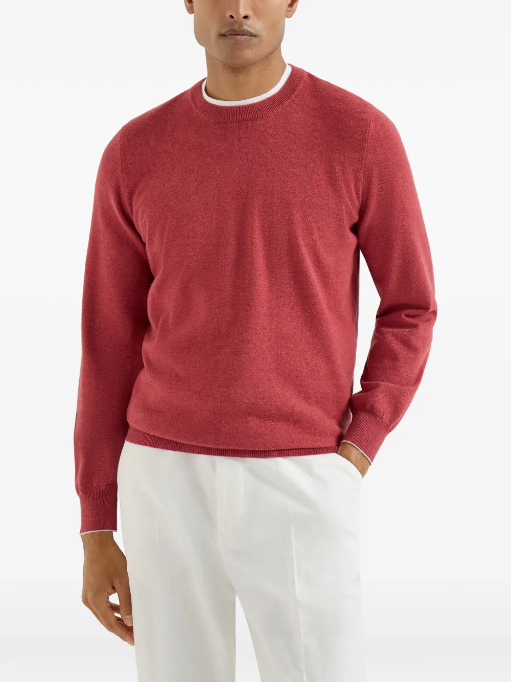 Brunello Cucinelli Geribbelde sweater met ronde hals Rood