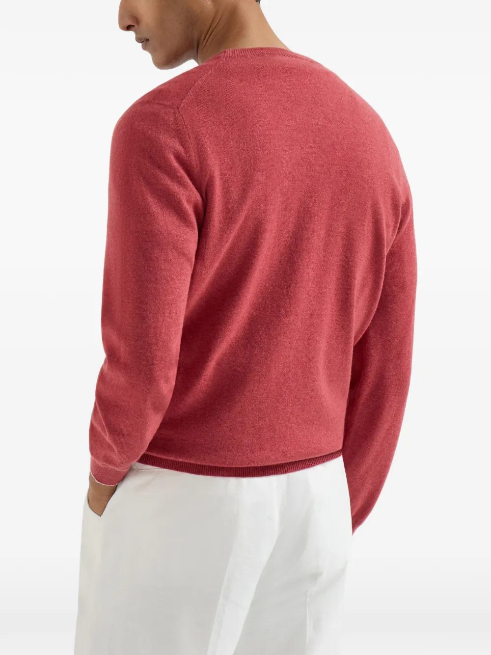 Brunello Cucinelli Geribbelde sweater met ronde hals Rood