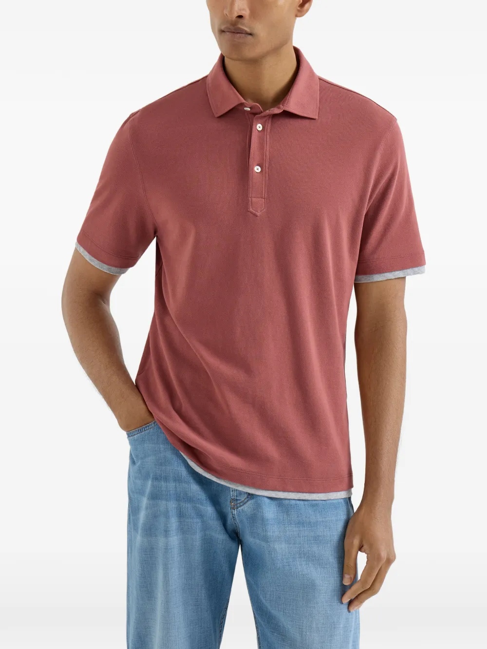  Brunello Cucinelli Short-sleeve Polo Shirt - Red 