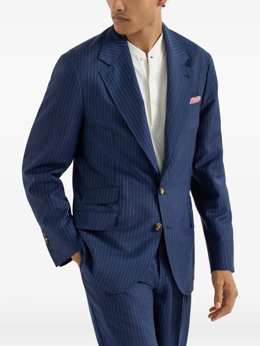 Brunello Cucinelli Cavallo blazer met krijtstreep Blauw