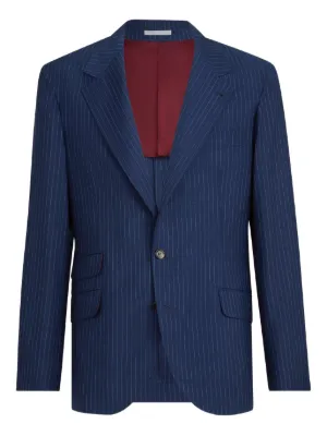 Brunello Cucinelli ピンストライプ ダブルジャケット | ブルー