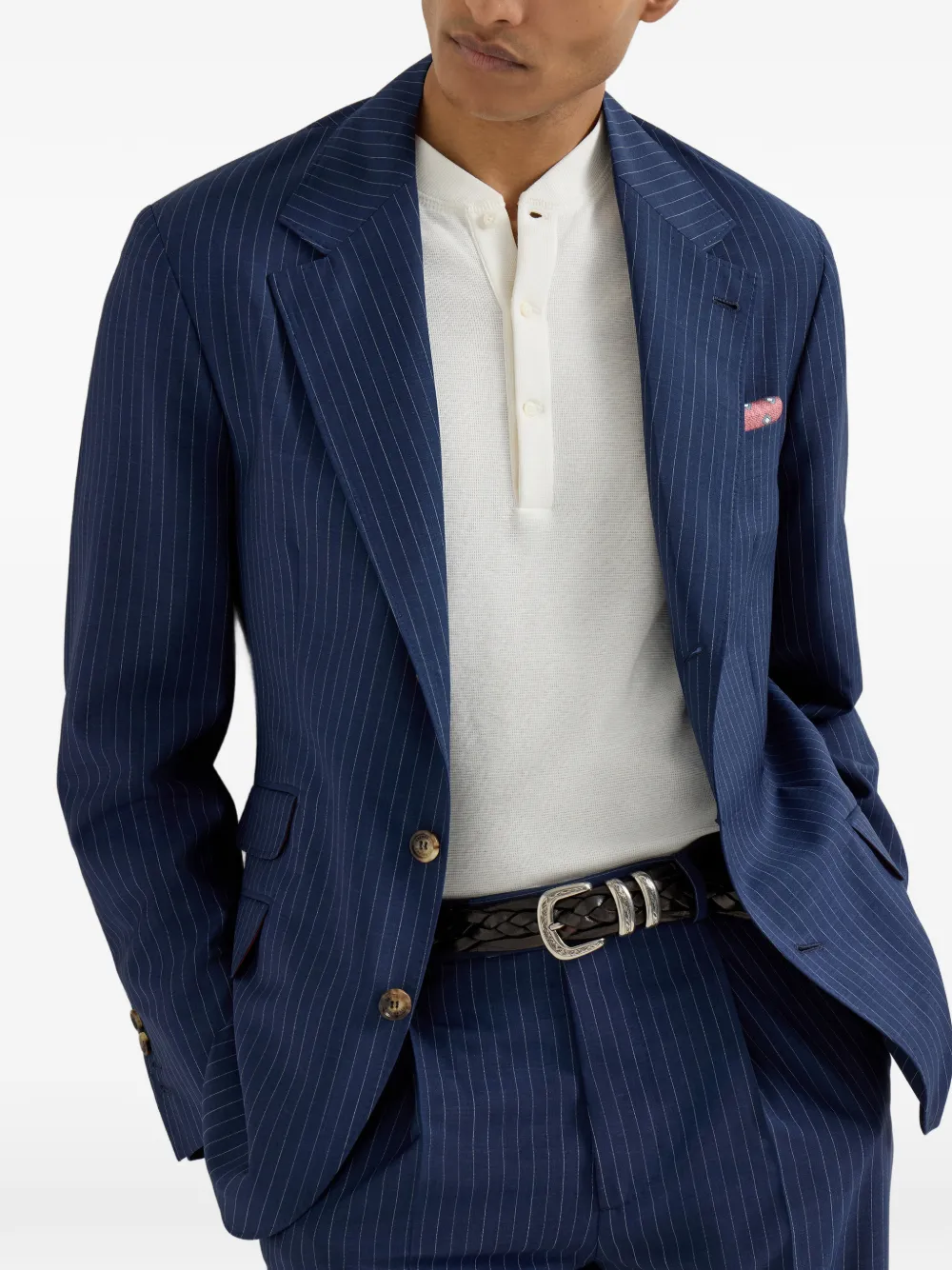 Brunello Cucinelli Cavallo blazer met krijtstreep Blauw