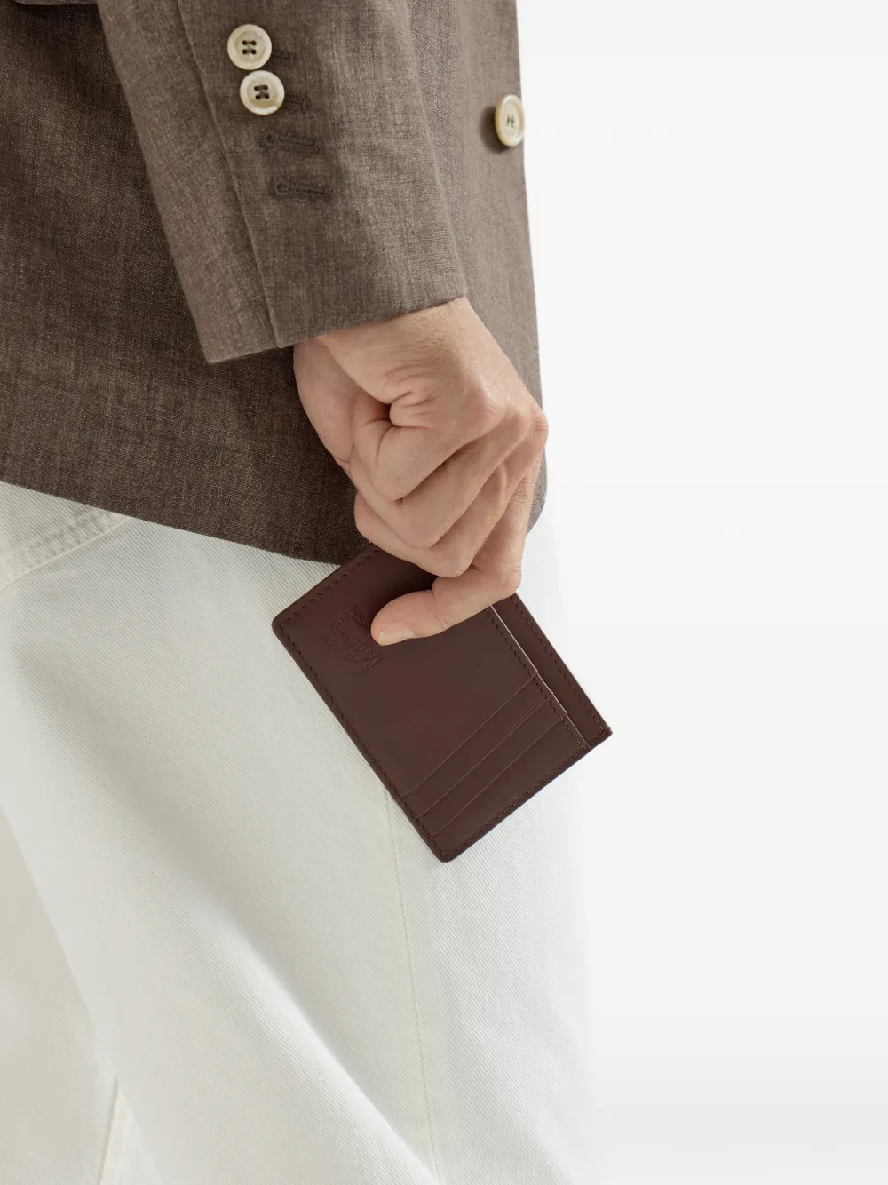 Brunello Cucinelli Leren pasjeshouder Bruin