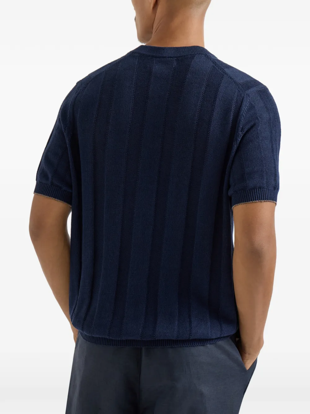 Brunello Cucinelli Geribbelde Henley top Blauw