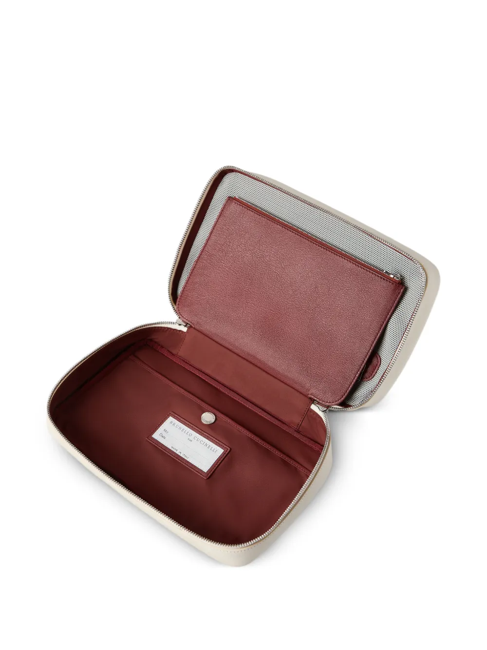 Brunello Cucinelli Reis toilettas van bewerkt leer Beige