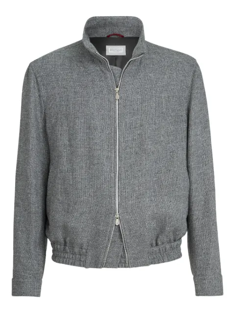 Brunello Cucinelli Hopsack Outerwear-Jacke mit Stehkragen