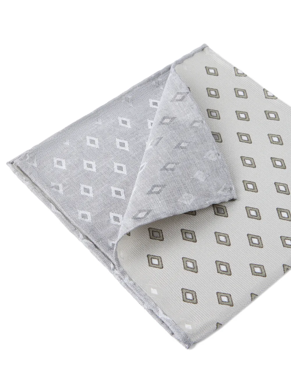 Brunello Cucinelli Diamantvormige zijden pochet - Grijs