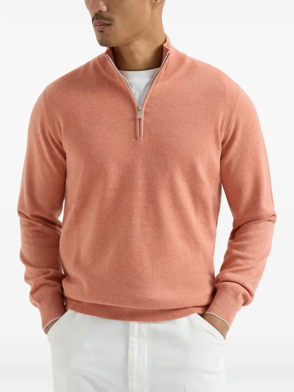  Brunello Cucinelli Half-zip Cashmere Sweater - Orange 