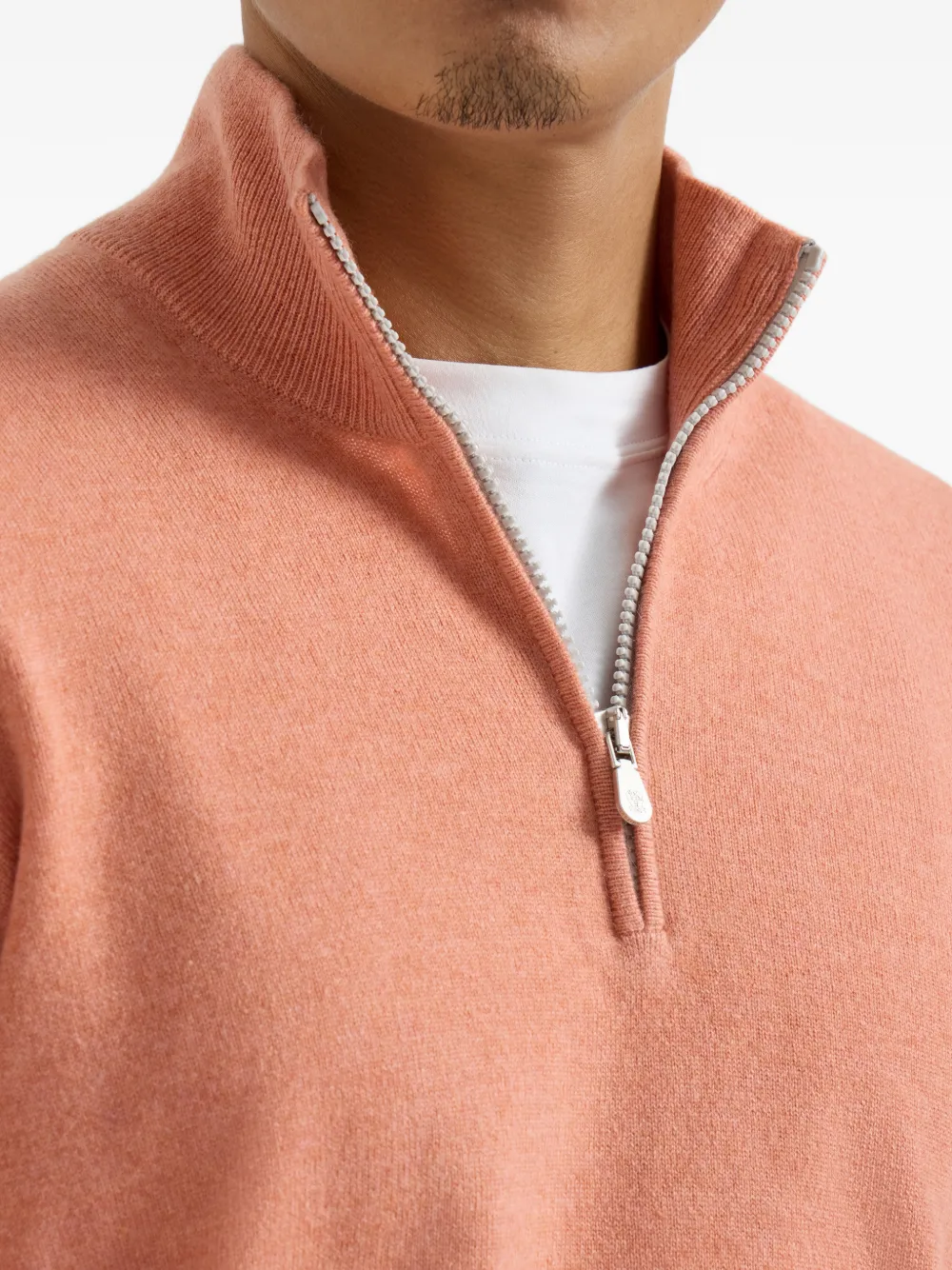 Brunello Cucinelli ハーフジップ カシミアセーター | オレンジ