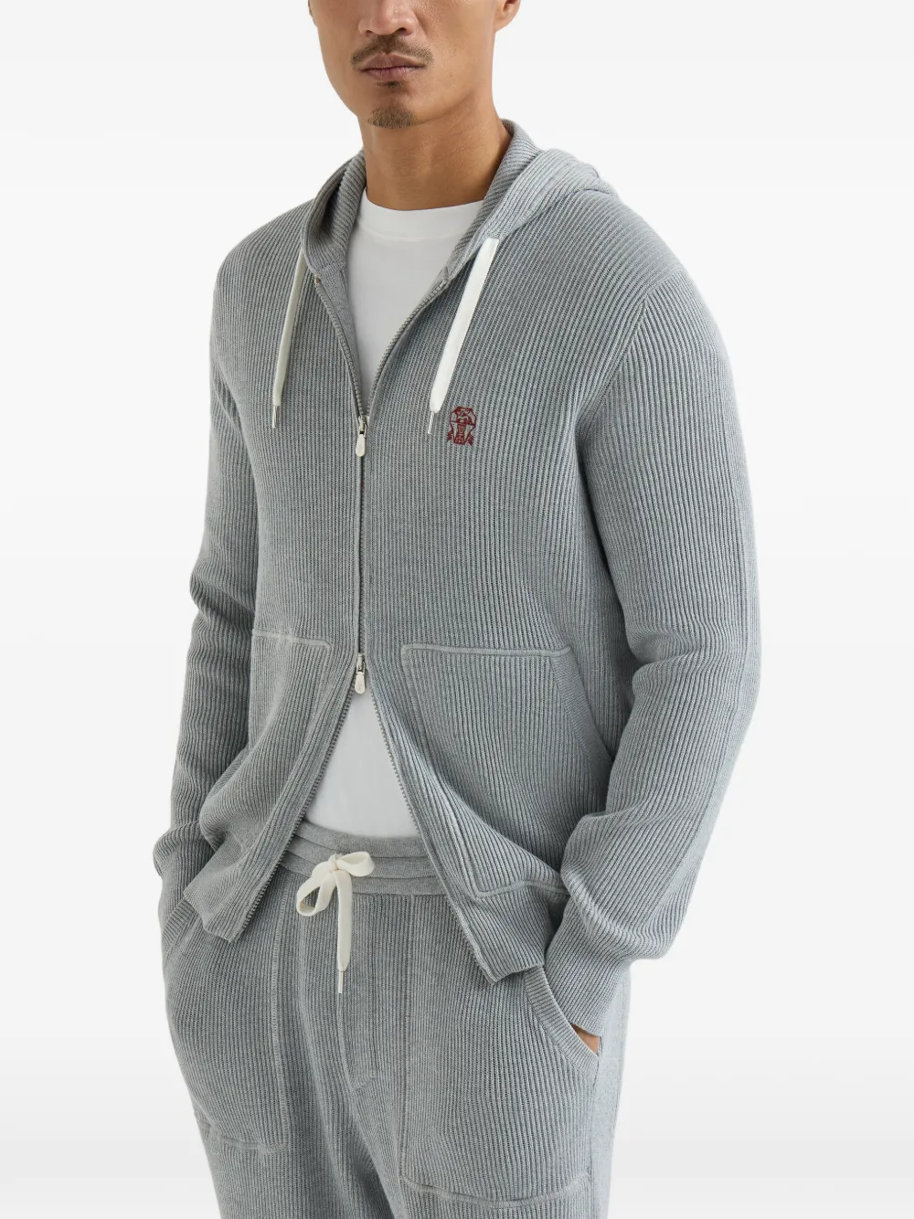 Brunello Cucinelli Hoodie met rits Grijs