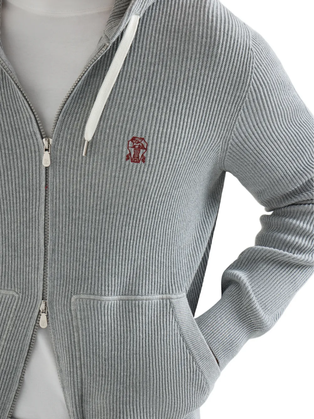 Brunello Cucinelli Hoodie met rits Grijs