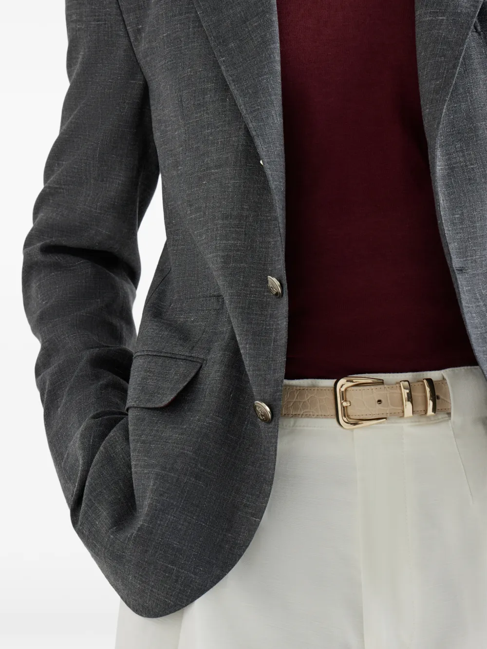 Slubbed Buttons Blazer
