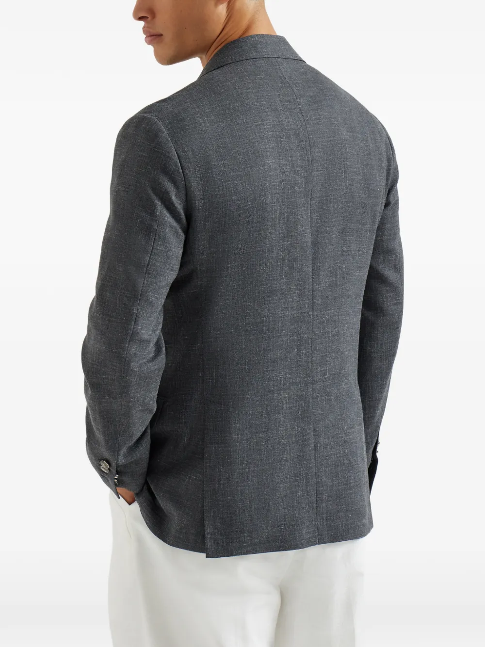 Slubbed Buttons Blazer