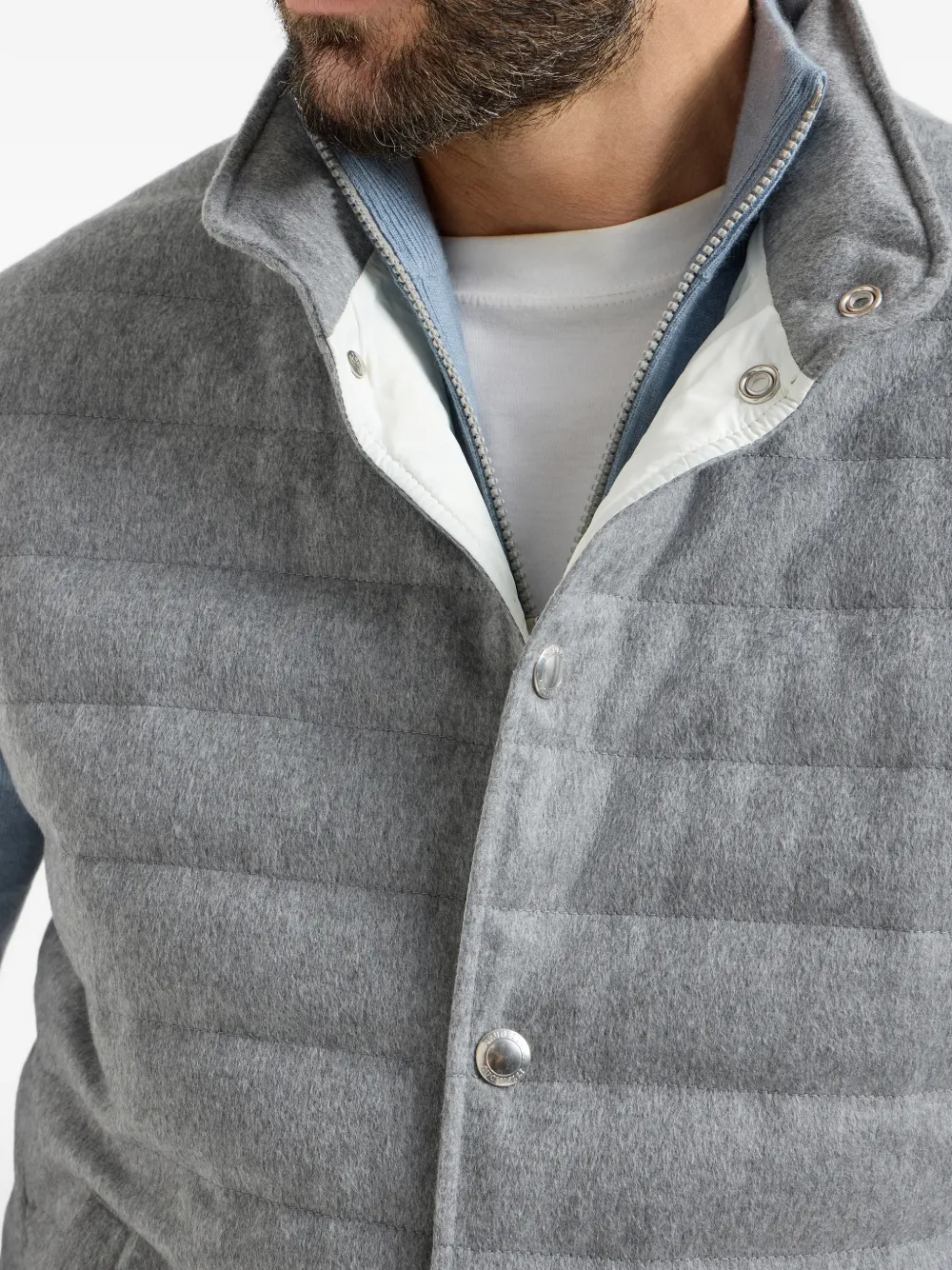 Brunello Cucinelli Bodywarmer met flanellen textuur Grijs