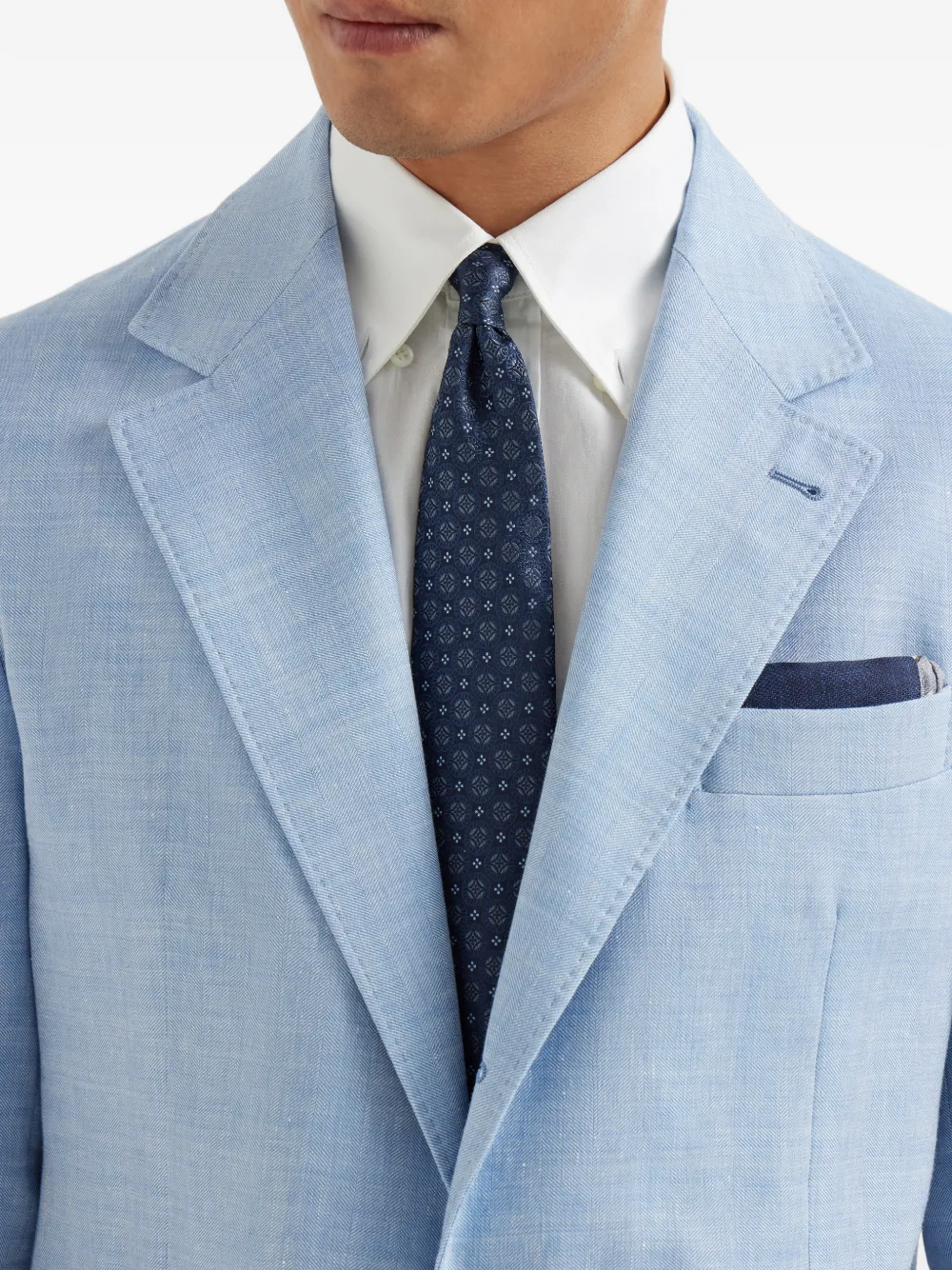  Brunello Cucinelli Geometric-patterned Silk Tie - Blue 