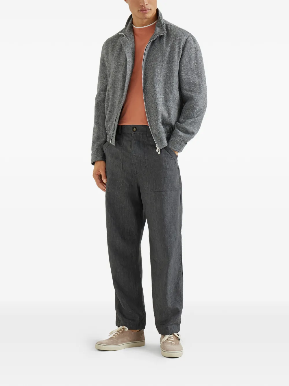 Brunello Cucinelli T-shirt met ronde hals - Oranje