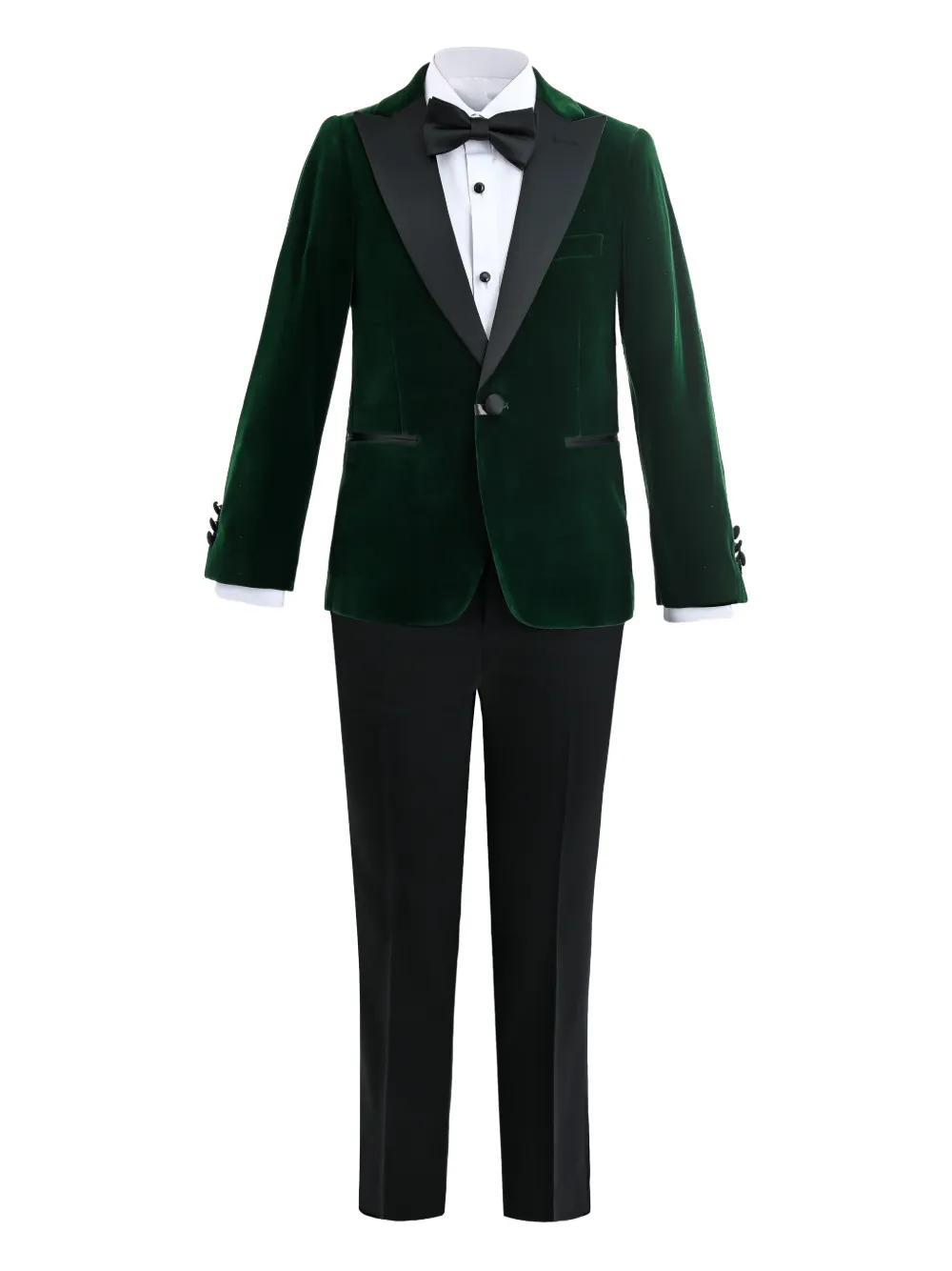 Moustache velvet-effect suit set (set of four) | Green | Image 1