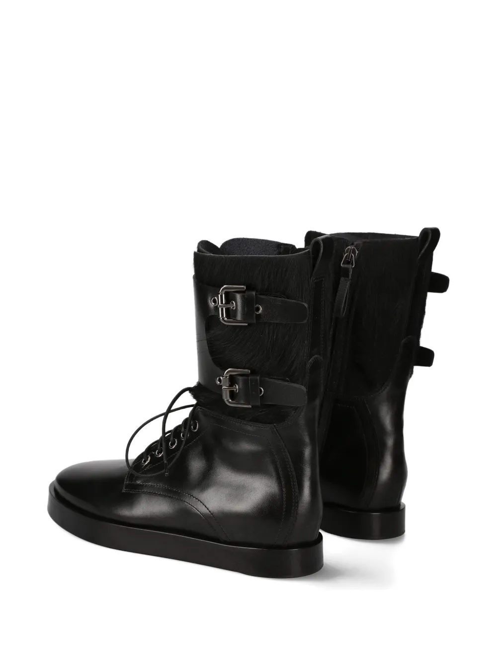 Premiata Furry Buckle Boots In Black