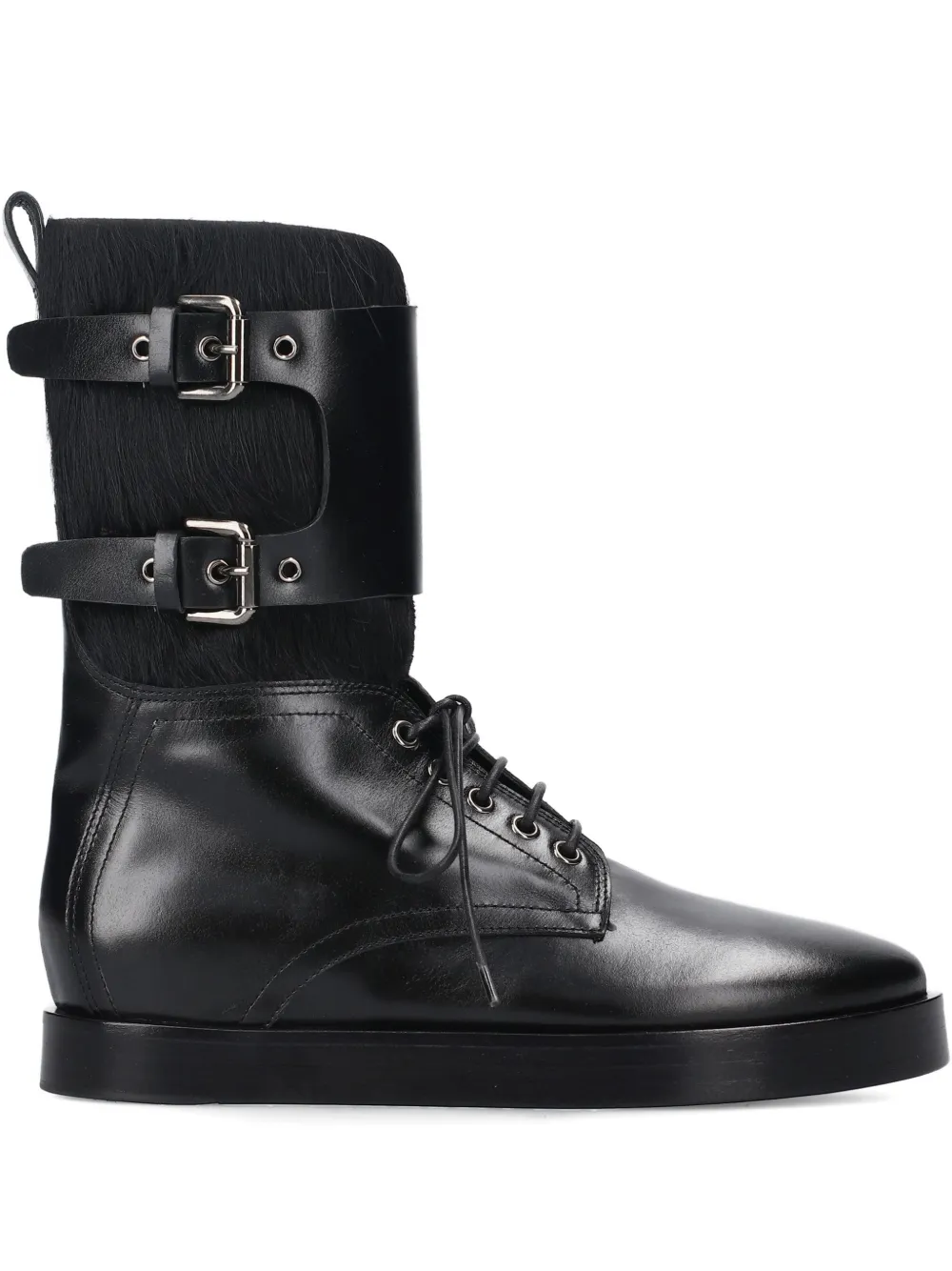 Premiata Furry Buckle Boots In Black