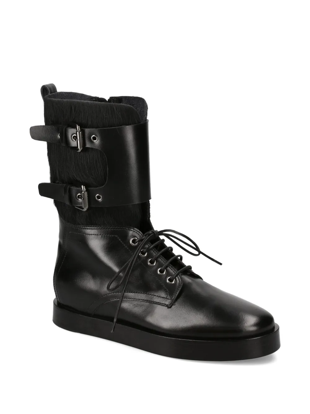 Premiata Furry Buckle Boots In Black
