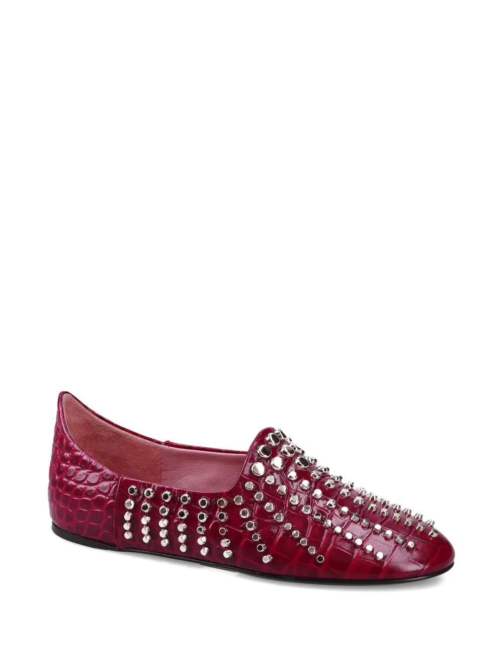 Premiata Studded Croc-embossed Ballet Flats In Multi