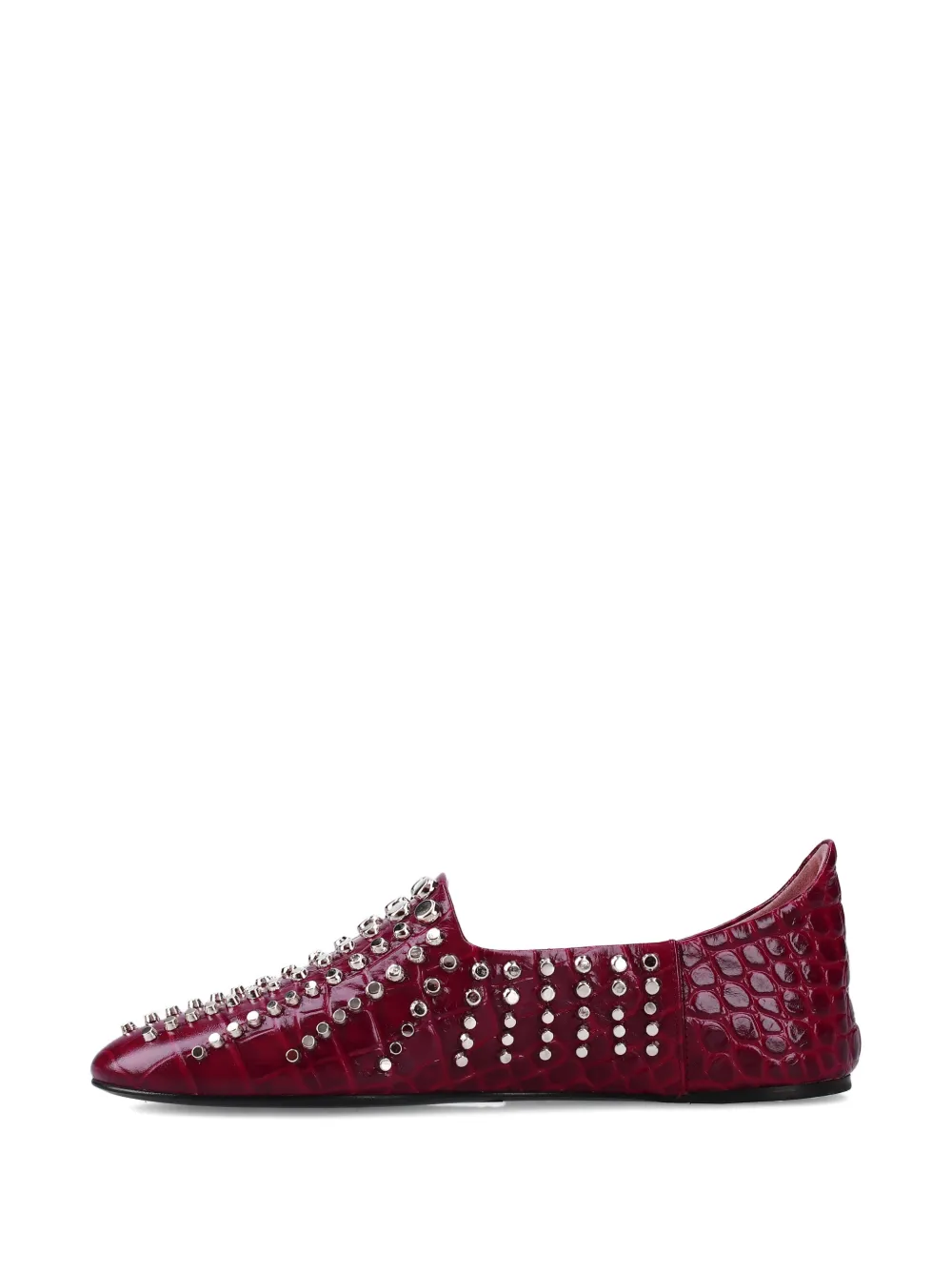 Premiata Studded Croc-embossed Ballet Flats In Multi