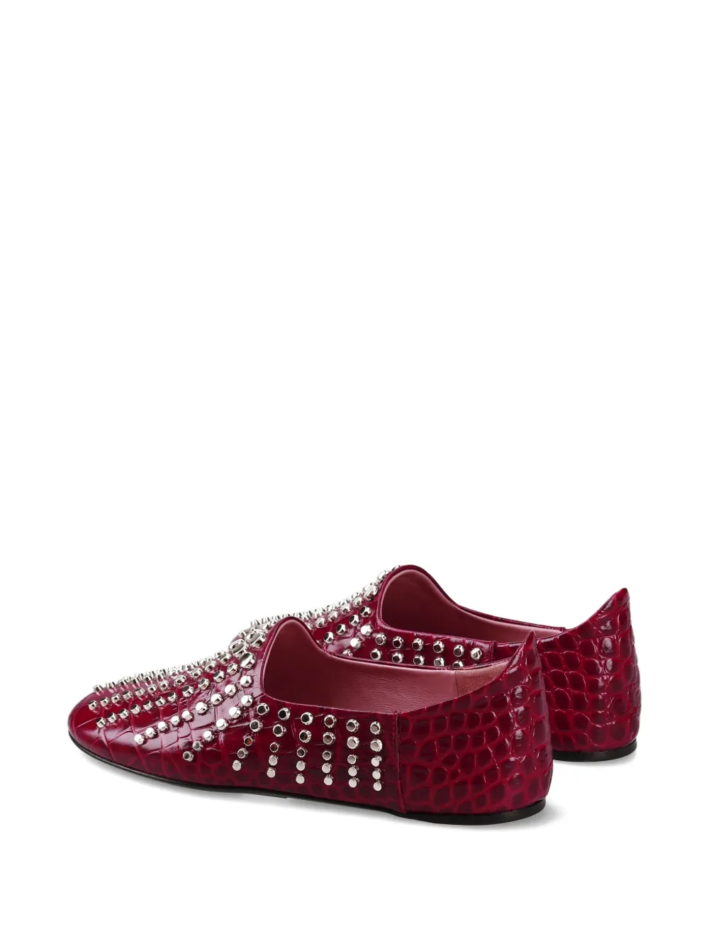 Premiata Studded Croc-embossed Ballet Flats In Multi