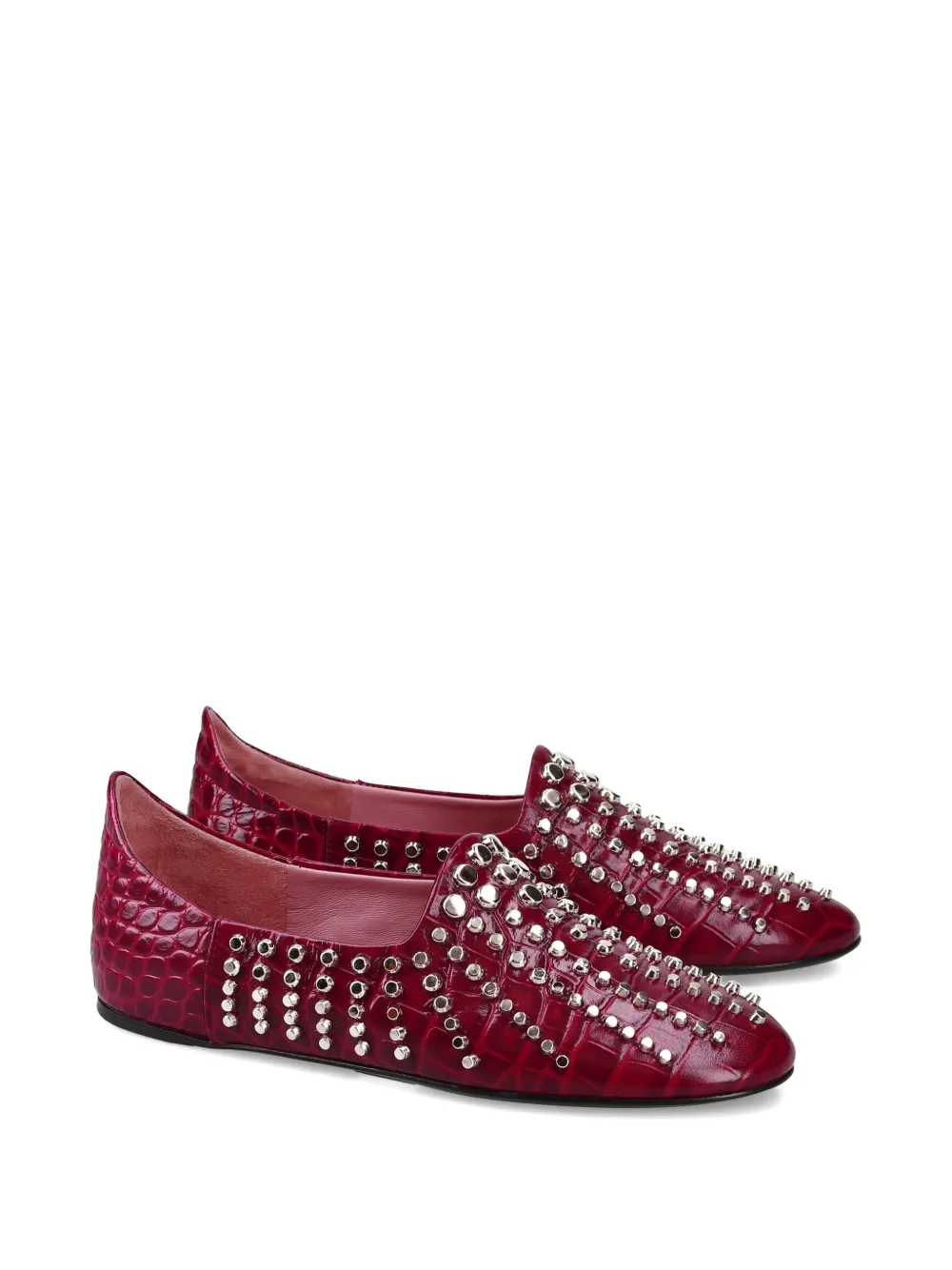 Premiata Studded Croc-embossed Ballet Flats In Multi