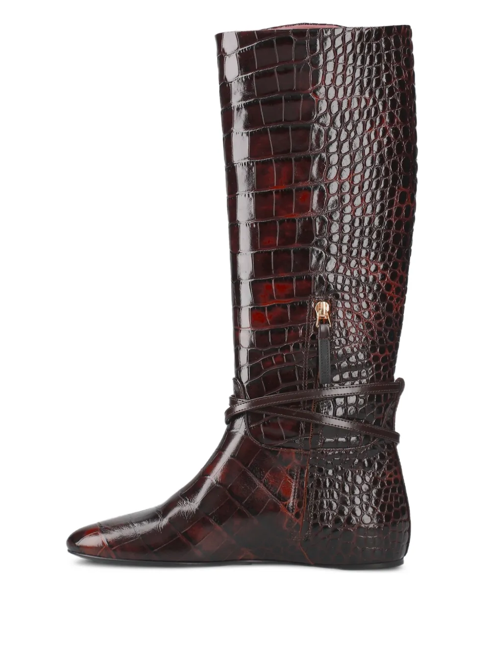 Premiata Laarzen met krokodillen-reliëf en gesp Bruin