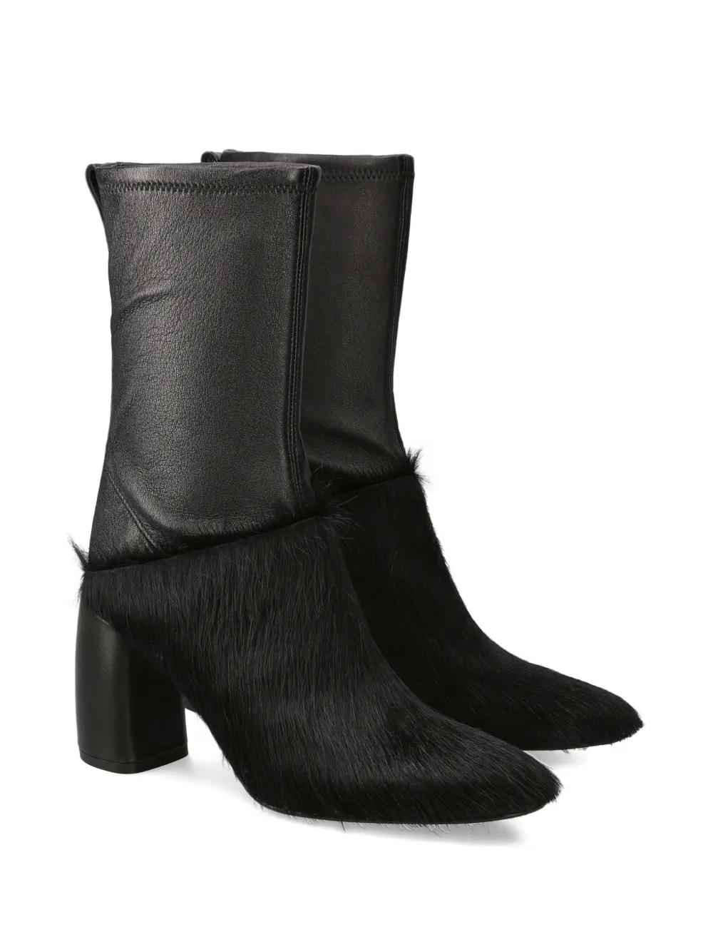 Premiata Furry Heel Boots In Black