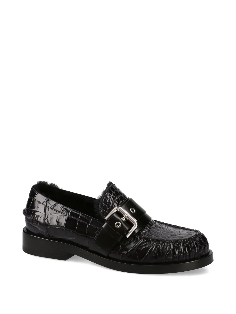 Premiata Buckle Croc-effect Loafers In Black