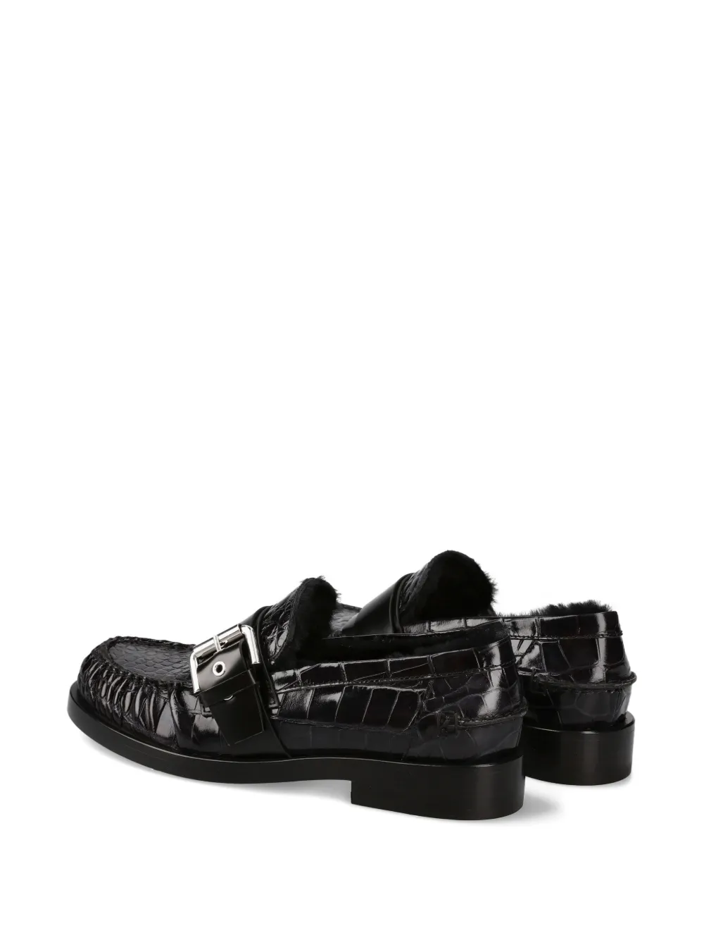 Premiata Buckle Croc-effect Loafers In Black