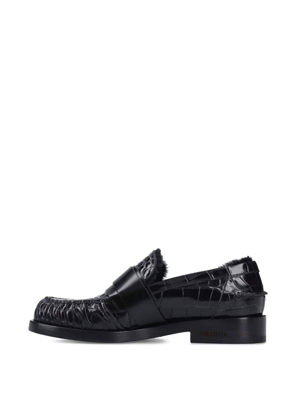 Premiata Buckle Croc-effect Loafers In Black