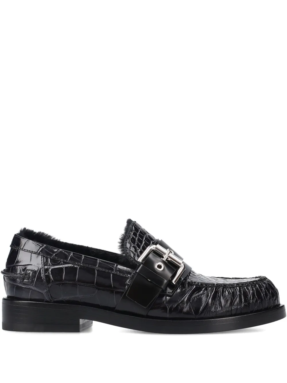 Premiata Buckle Croc-effect Loafers In Black