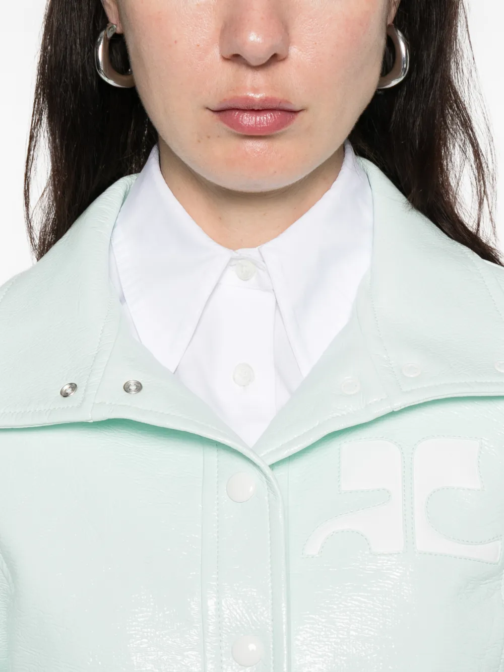 Courrèges Reedition Vinyl jack met kraag met knopen Blauw