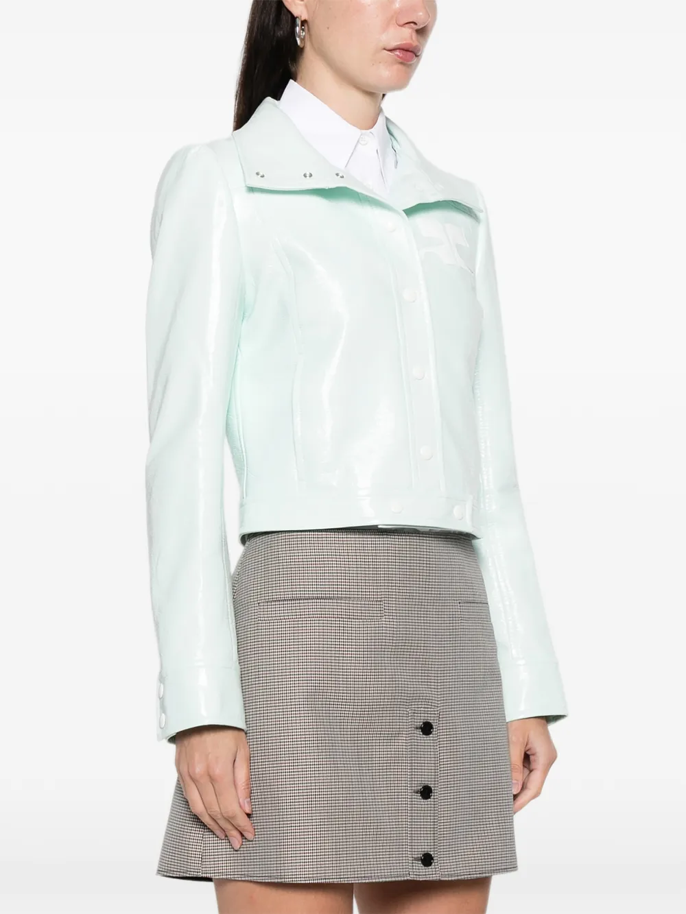  Courrèges Reedition Vinyl Buttoned Collar Jacket - Blue 