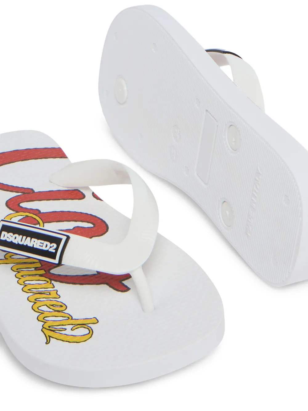 DSQUARED2 KIDS Badslippers met logodetail Wit