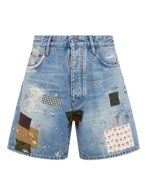 DSQUARED2 patchwork medium wash boxer shorts