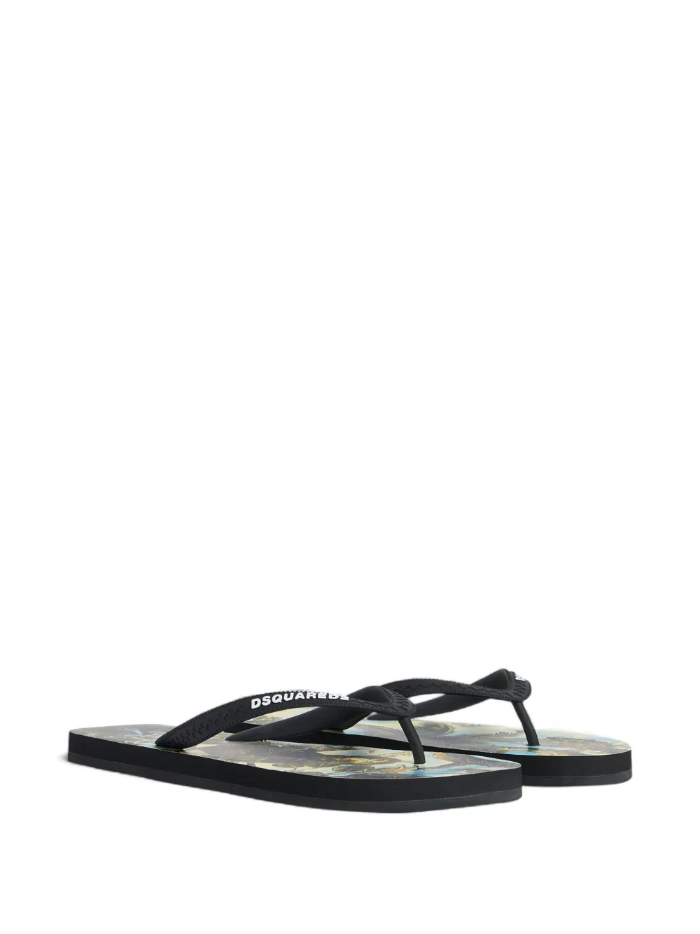 DSQUARED2 Teenslippers met grafische print Zwart