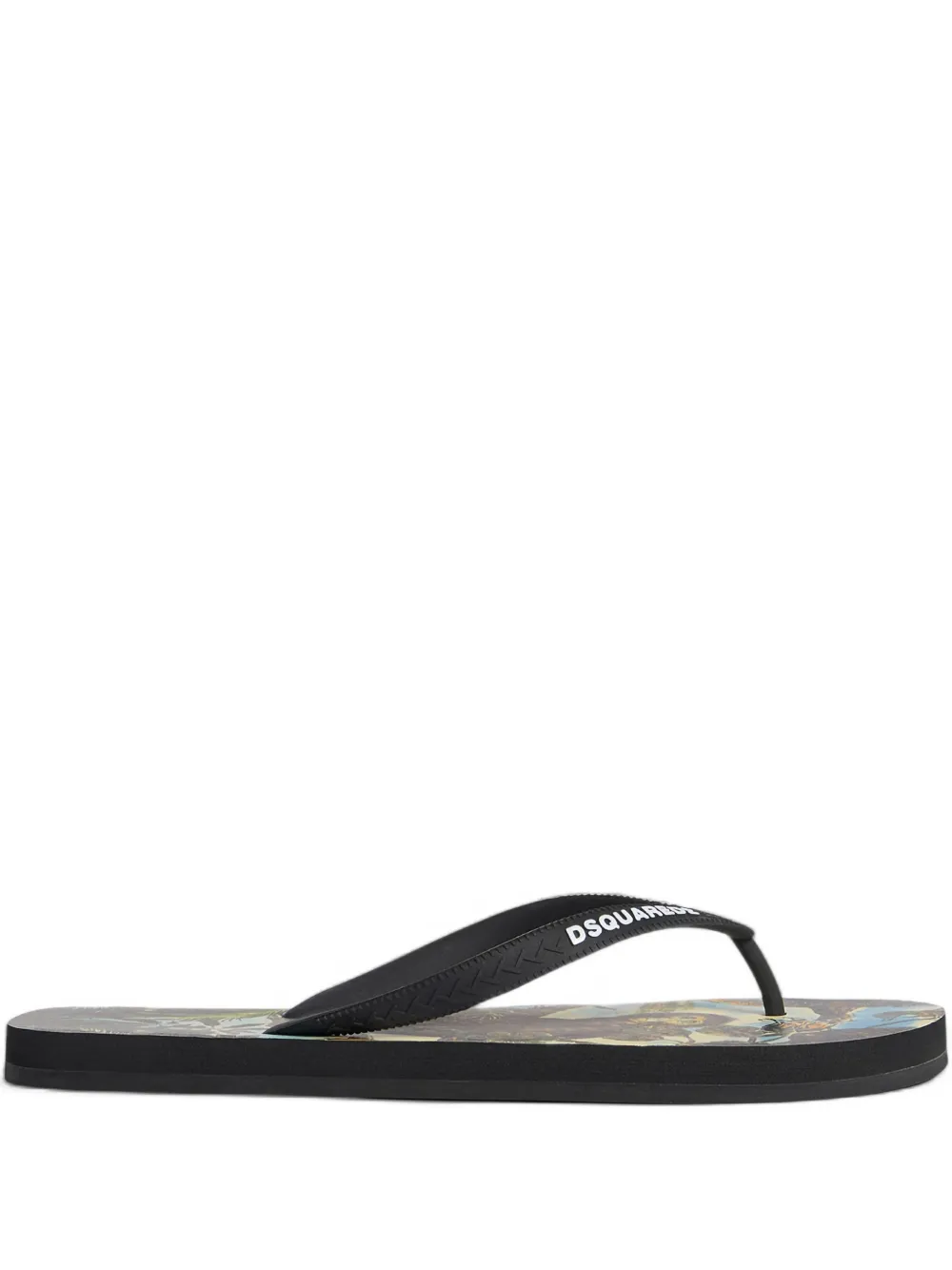 Dsquared2 Graphic-print Flip Flops In Black
