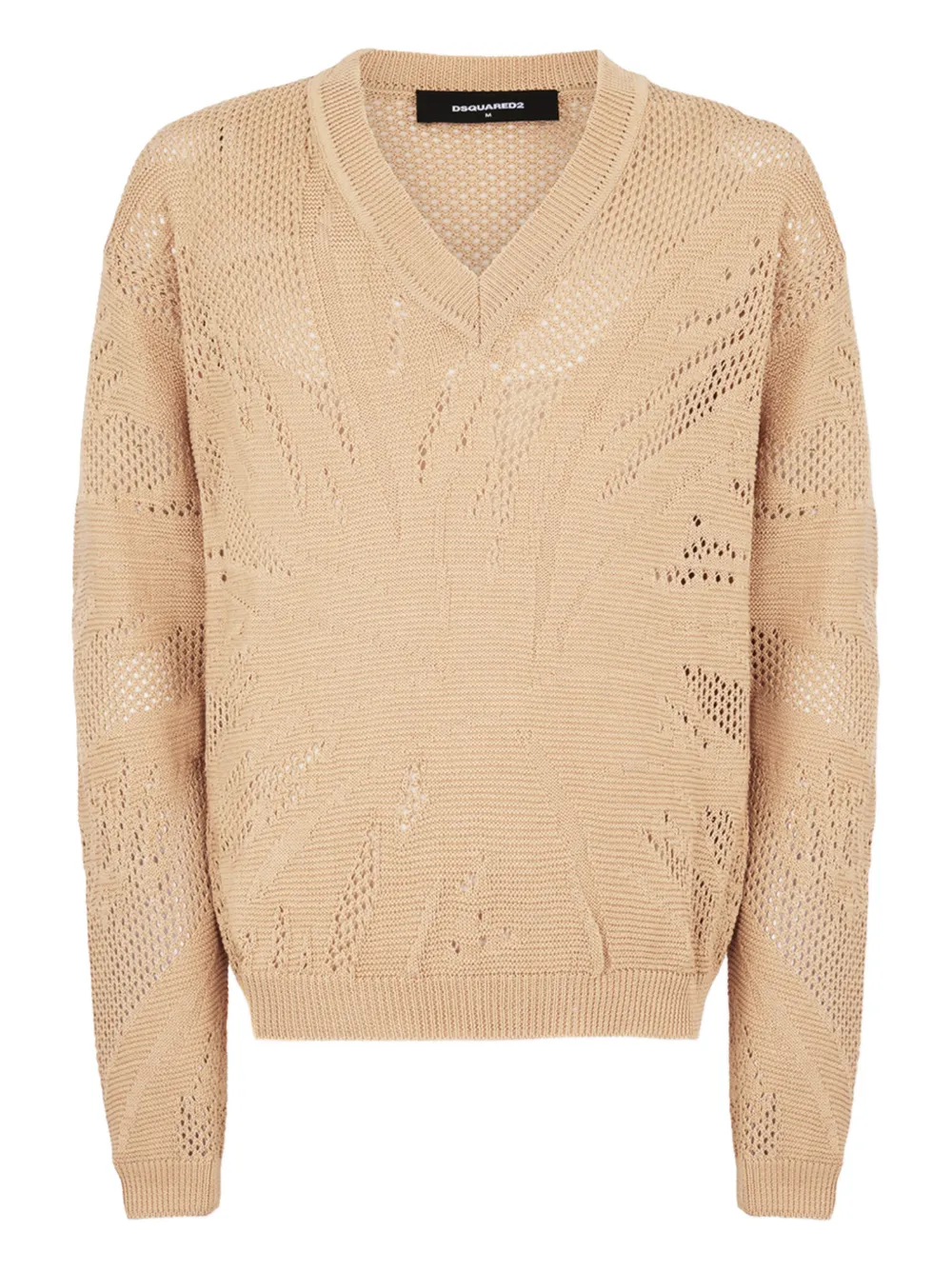 DSQUARED2 openwork-detail V-neck sweater | Neutrals | Image 1