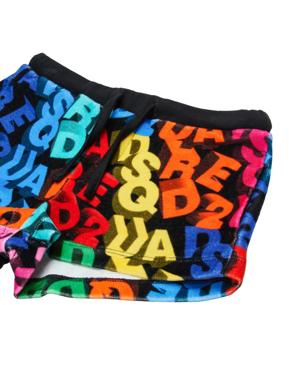  Dsquared2 Kids Drawstring Graphic-pattern Shorts - Black 