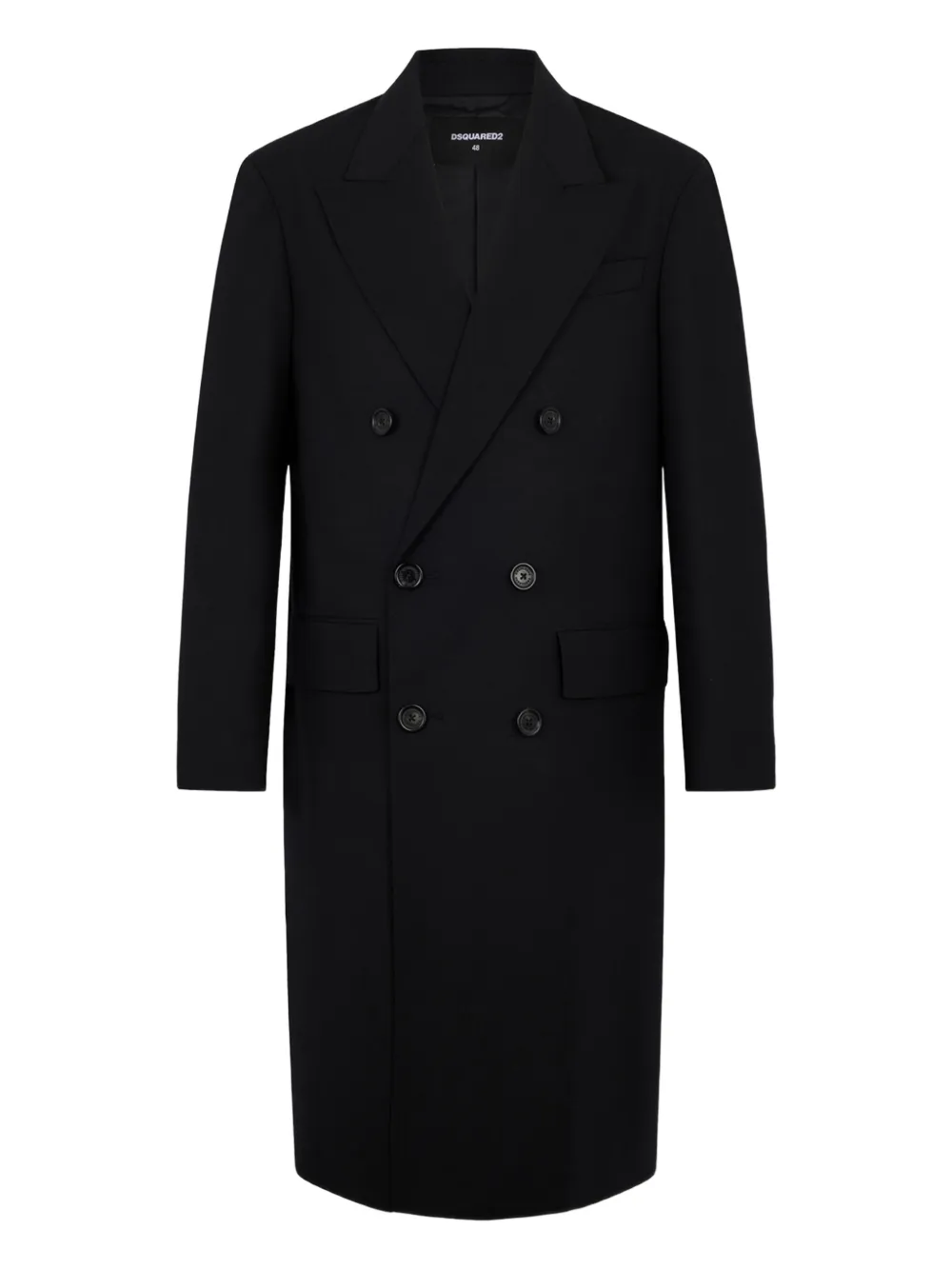 Dsquared2 Double-breasted Coat In Black